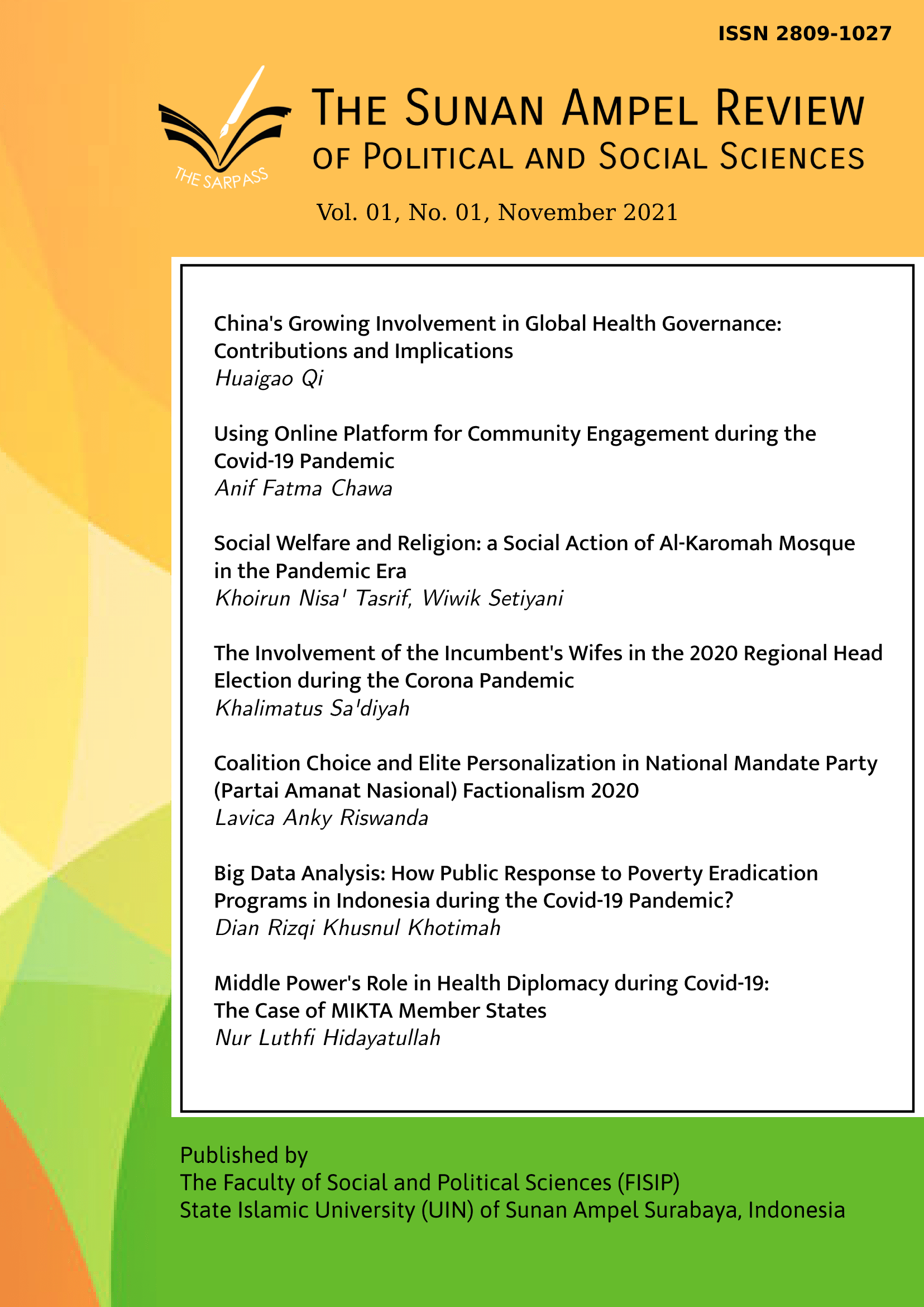 					View Vol. 1 No. 1 (2021): The Sunan Ampel Review of Political and Social Sciences
				